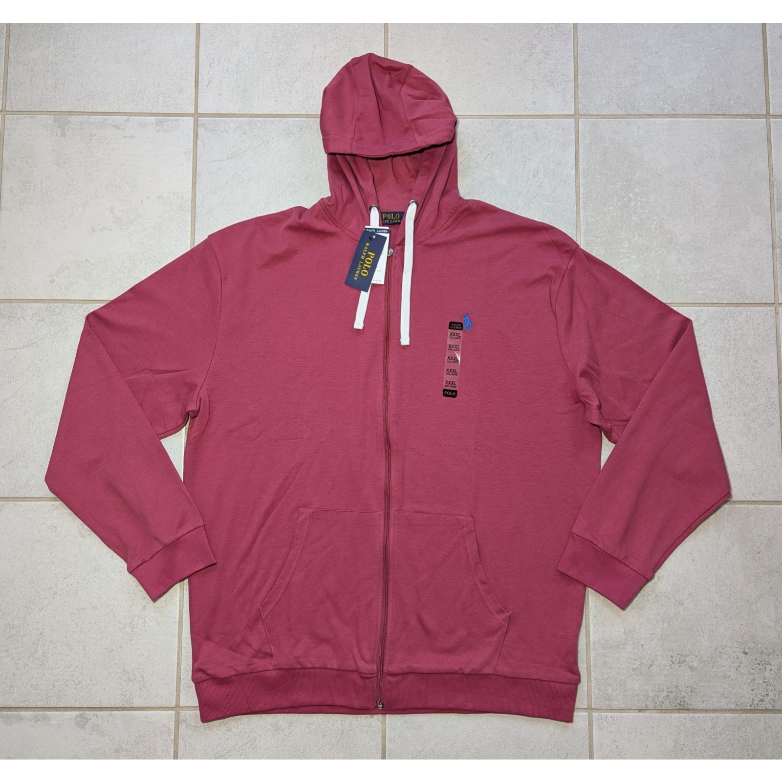 Polo Ralph Lauren Men's Xxxl Full Zip Hoodie Jacket Red Tracksuit Long Sleeve
